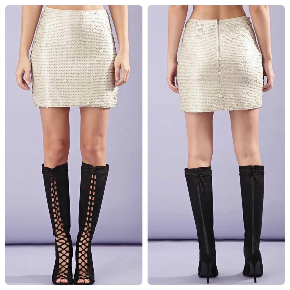 Forever 21 Taupe Flip Sequin Mini Skirt Small NWT